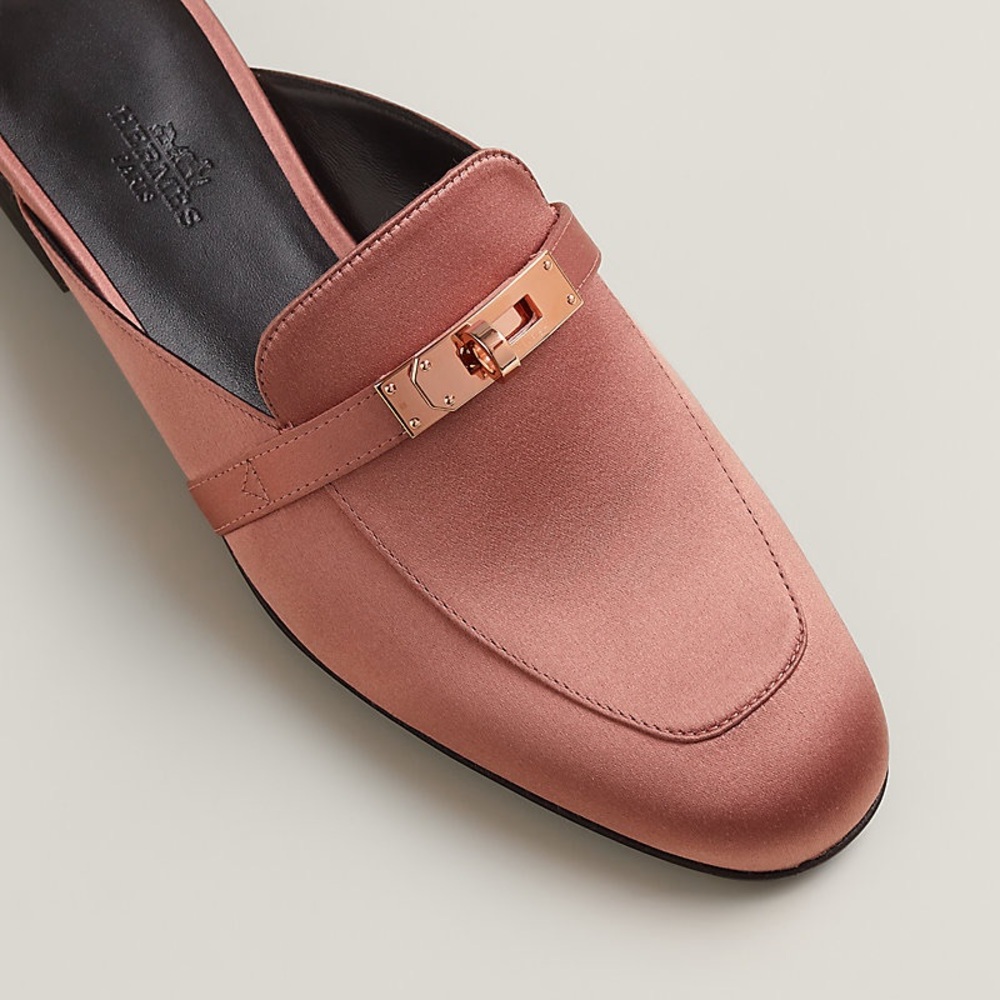 NWT HERMES Femme Oz Mule in Bois de Rose with Rose Gold Hardware Pink